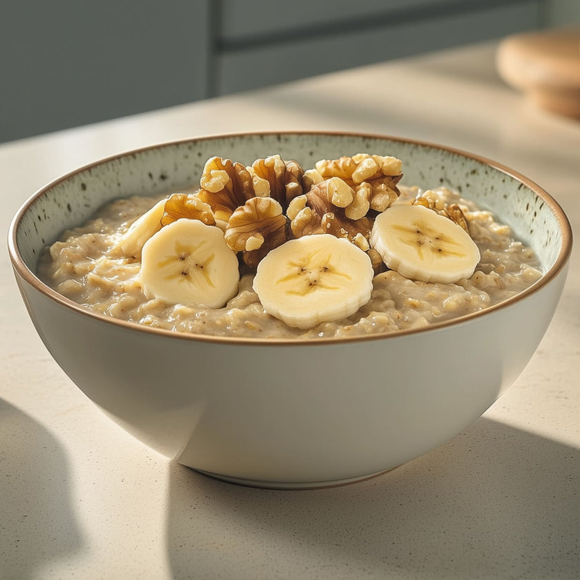 Porridge con banane e noci
