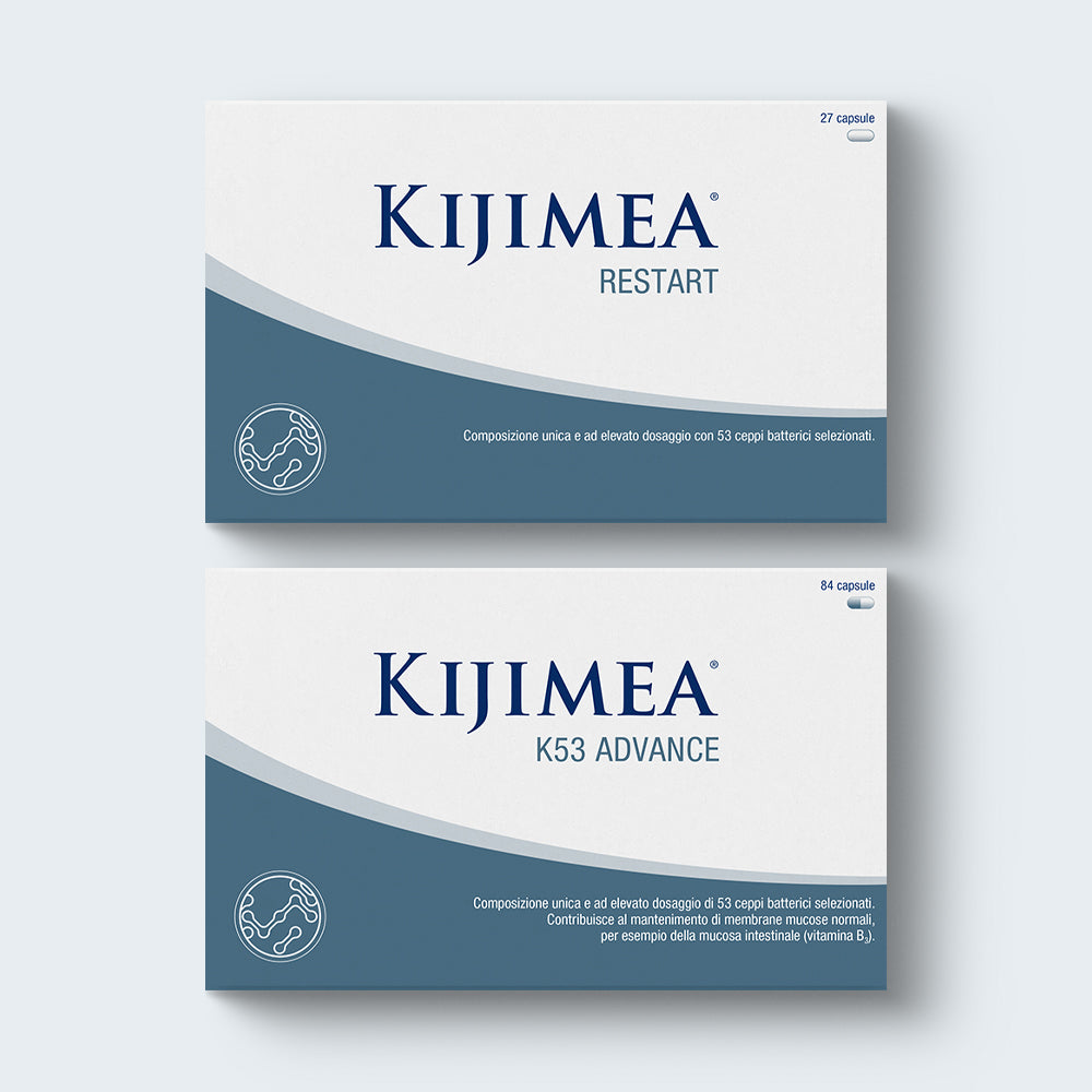 Confezione del prodotto Kijimea K53Advance e Kijimea Restart